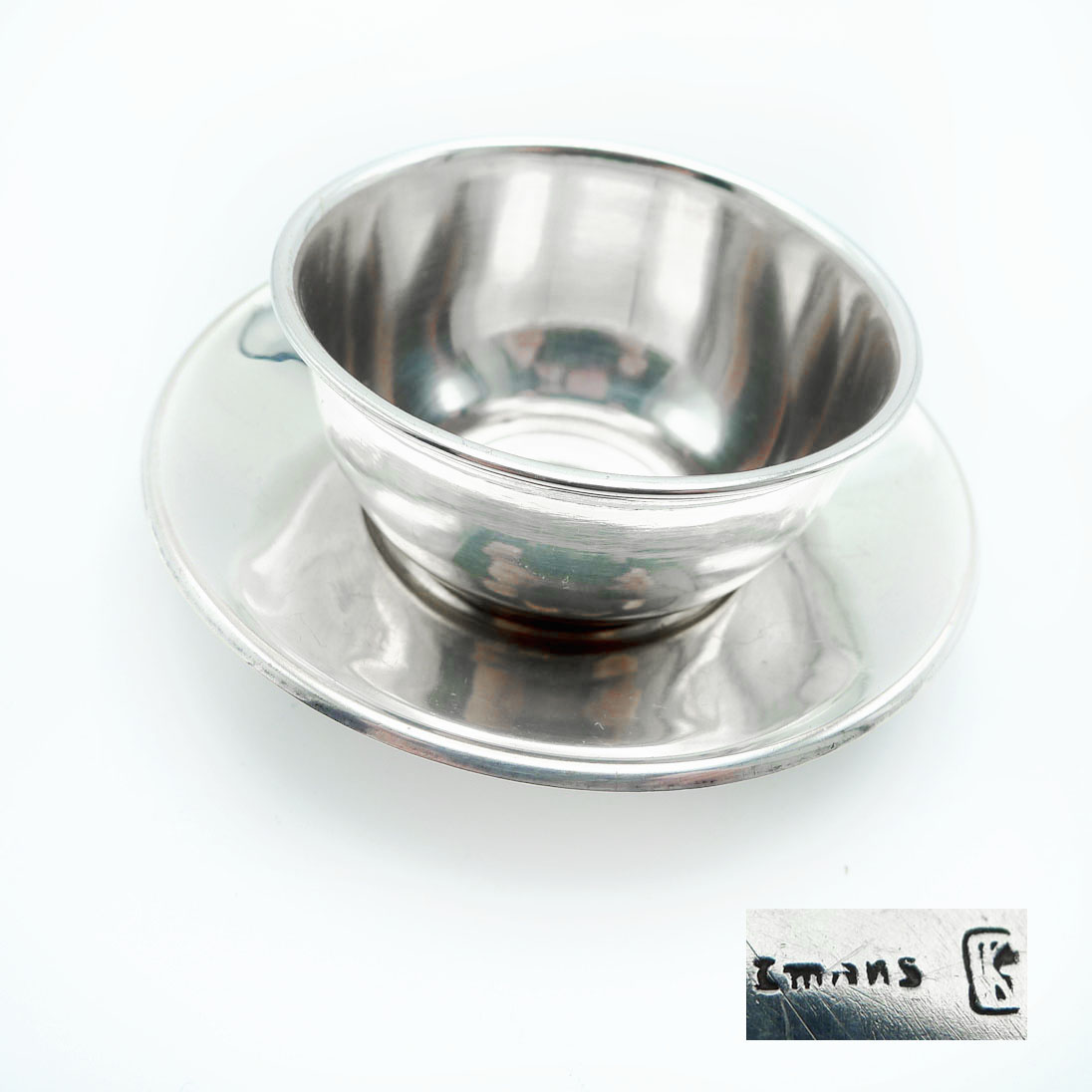 Saliere oder Dipschälchen mit Untersatz versilbert