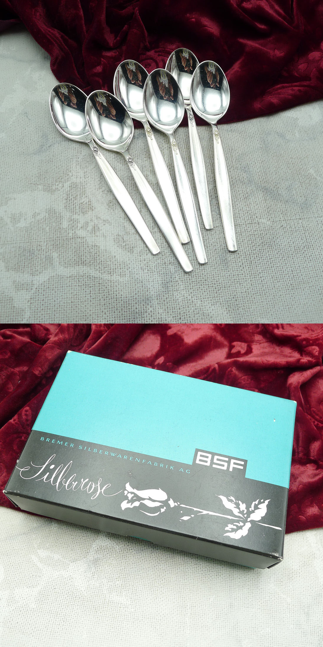 BSF Silberrose 6 Kaffeelöffel 90 versilbert