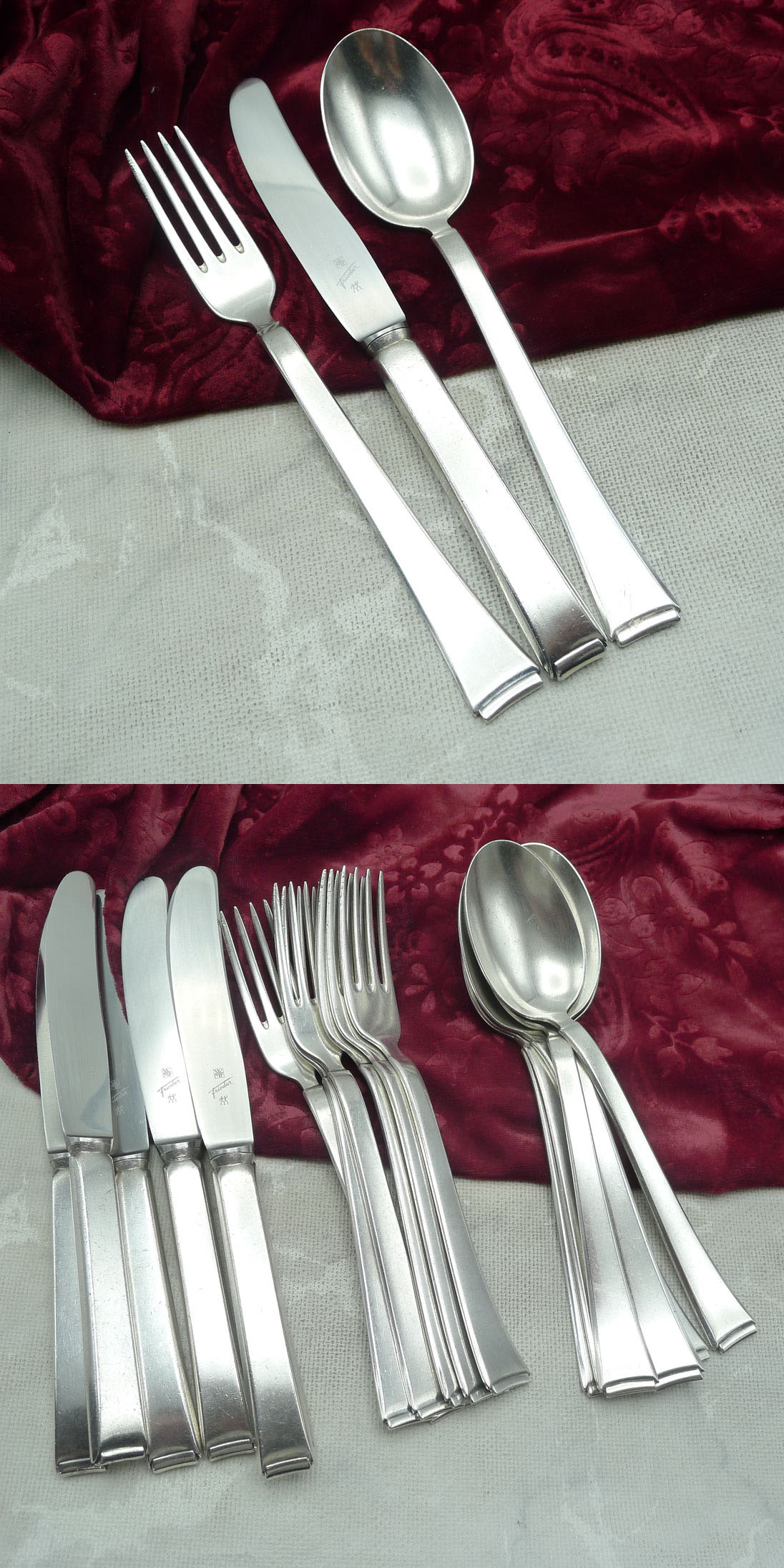 WMF 2500 Art Deco Menübesteck 6 Personen 90 versilbert