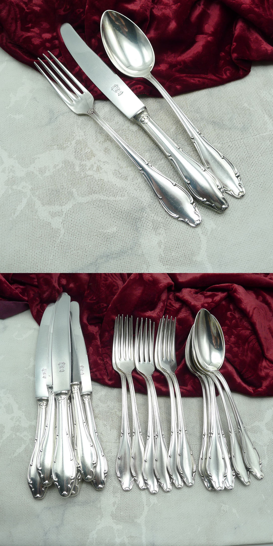 Wellner 398 Mozart Tafelbesteck 6 Personen 90 versilbert