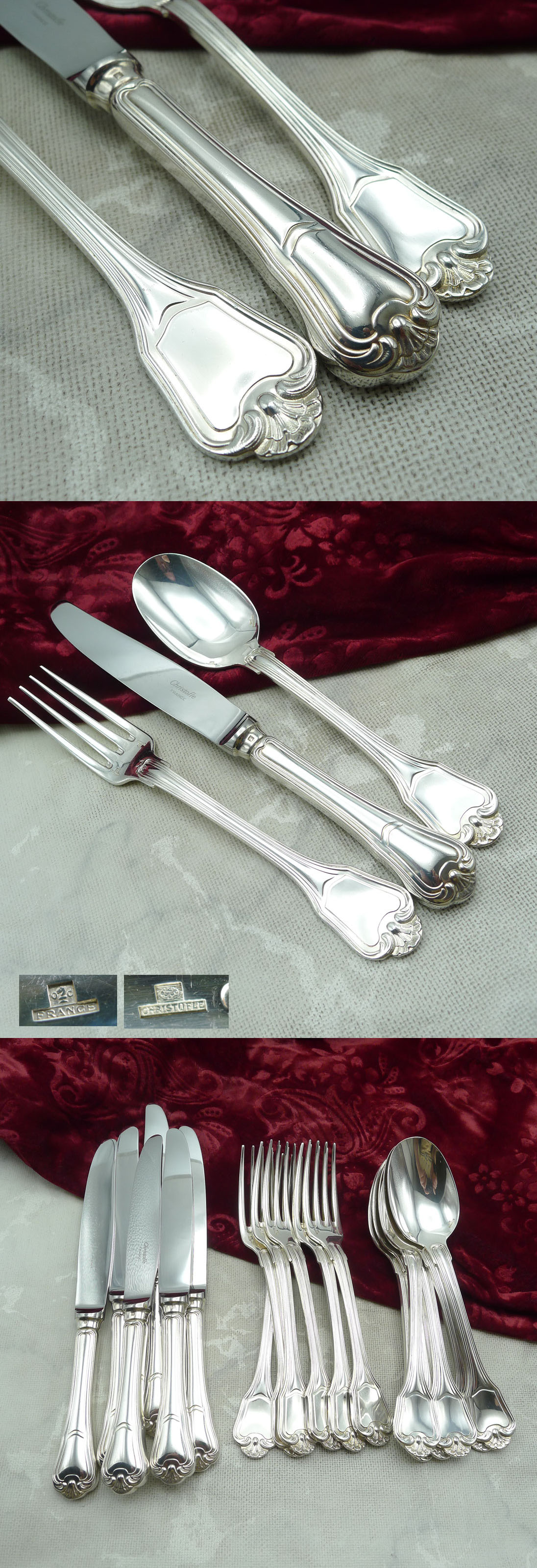 Christofle Port Royale Tafelbesteck 6 Personen 18 tlg versilbert