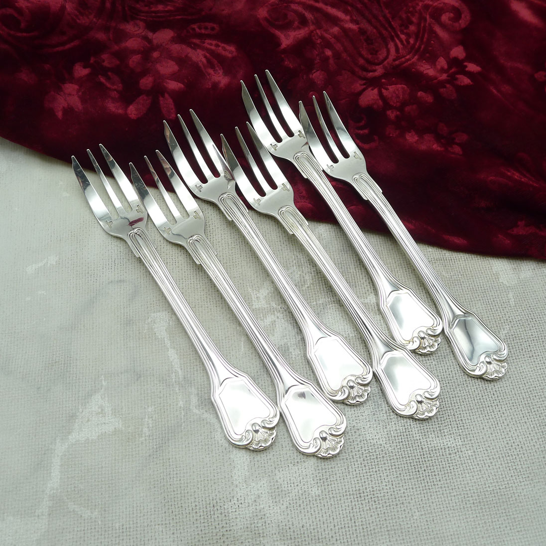 Christofle Port Royale 6 Kuchengabeln versilbert