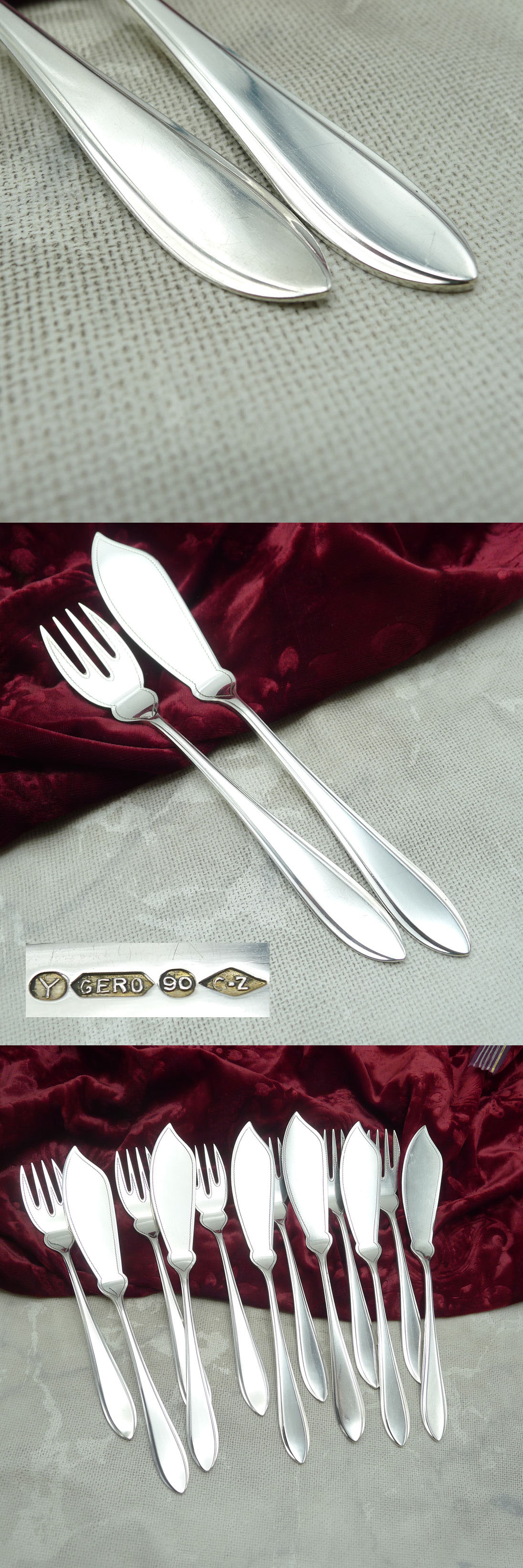 Gero Art Deco Fischbesteck 6 Personen 90 versilbert