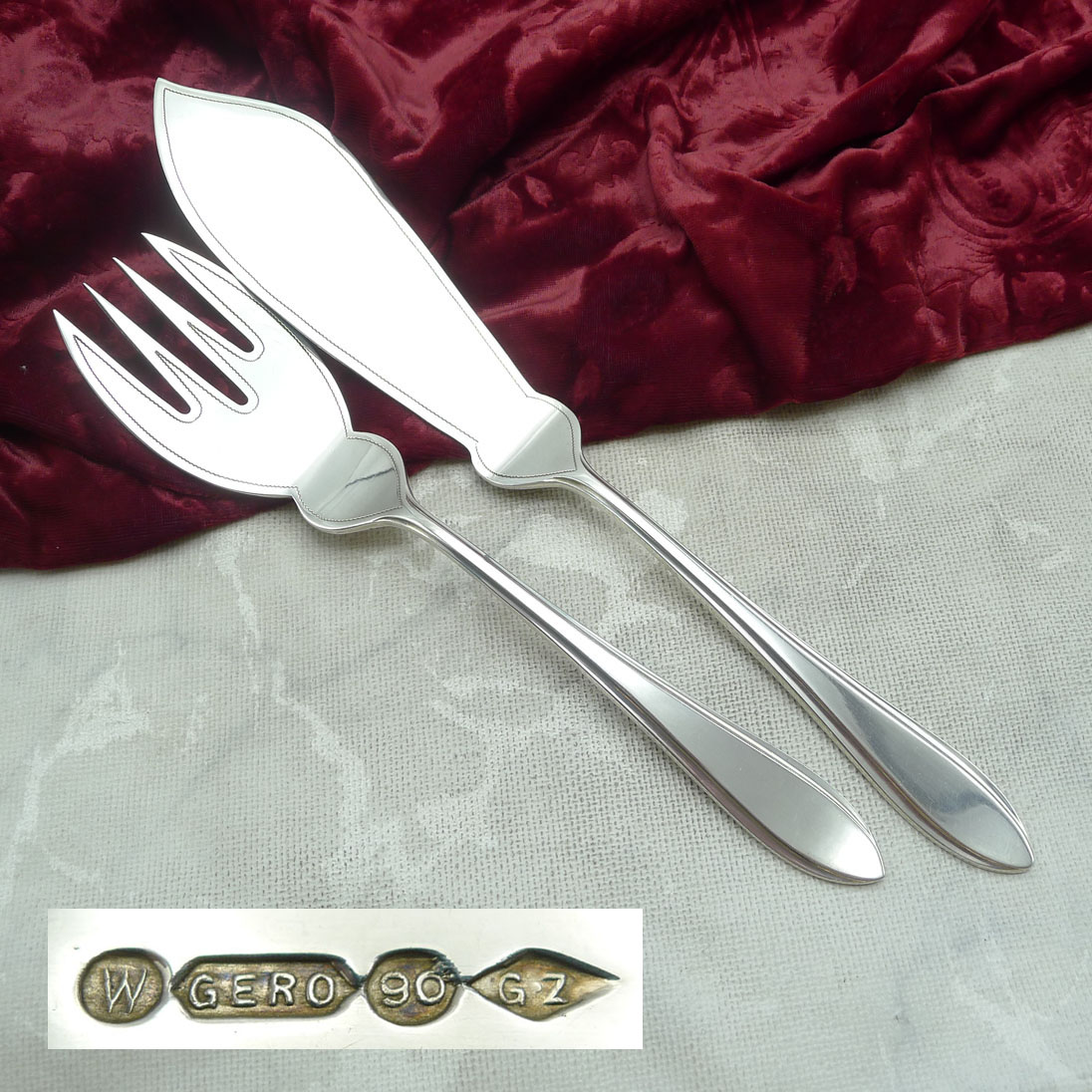 Gero Art Deco Fischvorlegebesteck 90 versilbert