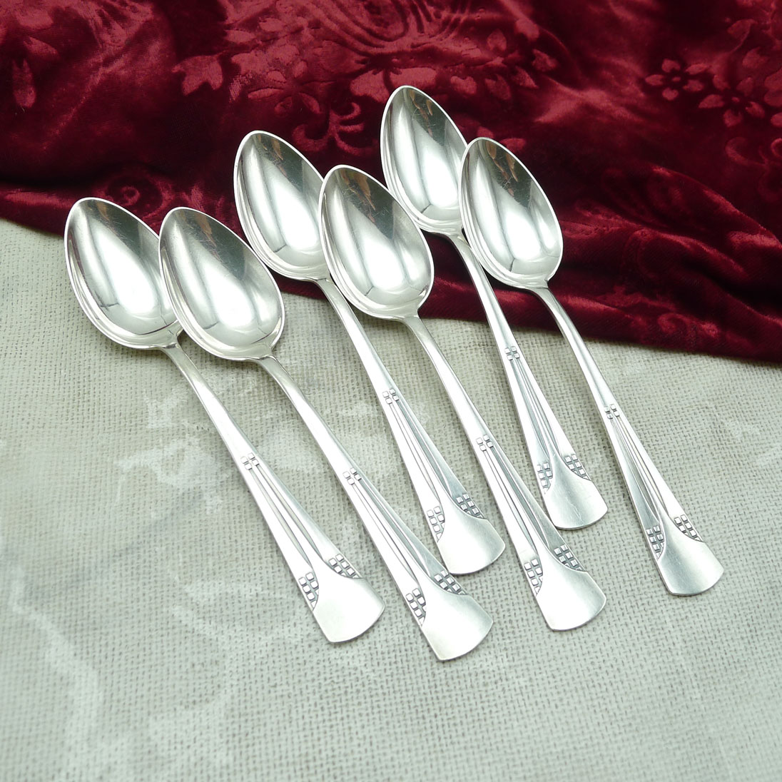 WMF 34 Würfel Jugendstil 6 Kaffeelöffel 13,9cm versilbert