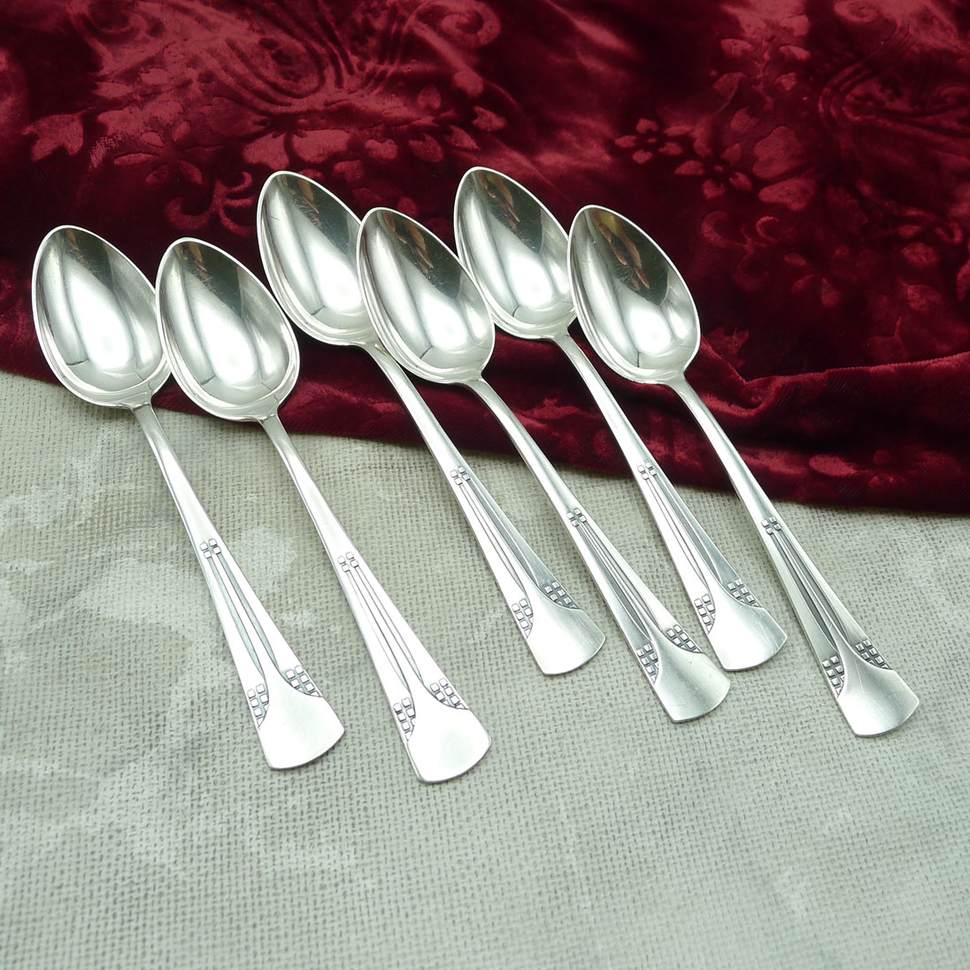 WMF 34 Würfel Jugendstil 6 Kaffeelöffel 13,9cm versilbert