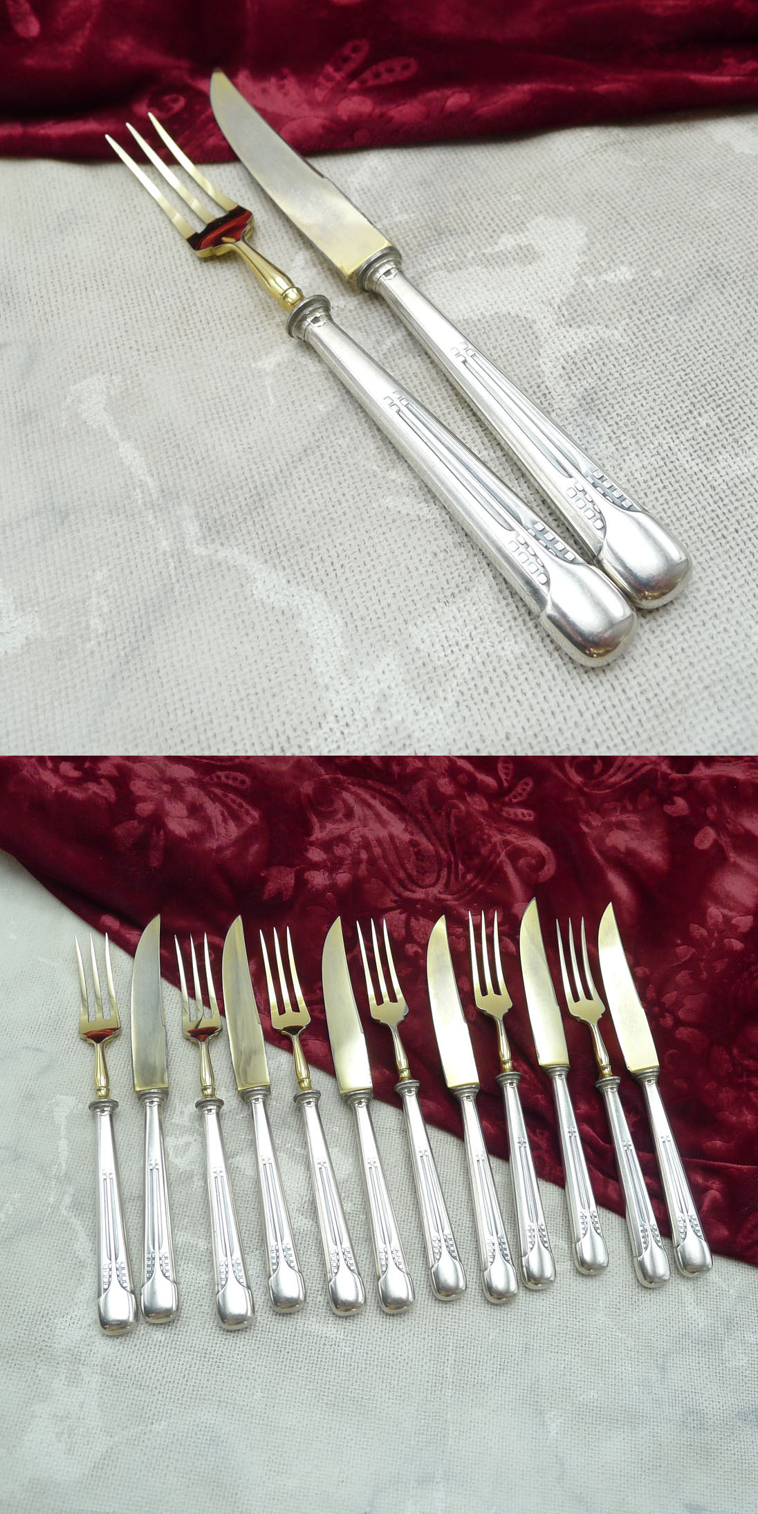 WMF 34 Würfel Jugendstil Obstbesteck 6 Personen versilbert