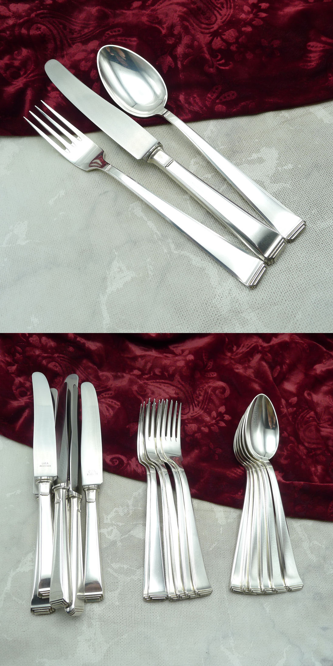 OKA 131 Art Deco Tafelbesteck 6 Personen 90 versilbert