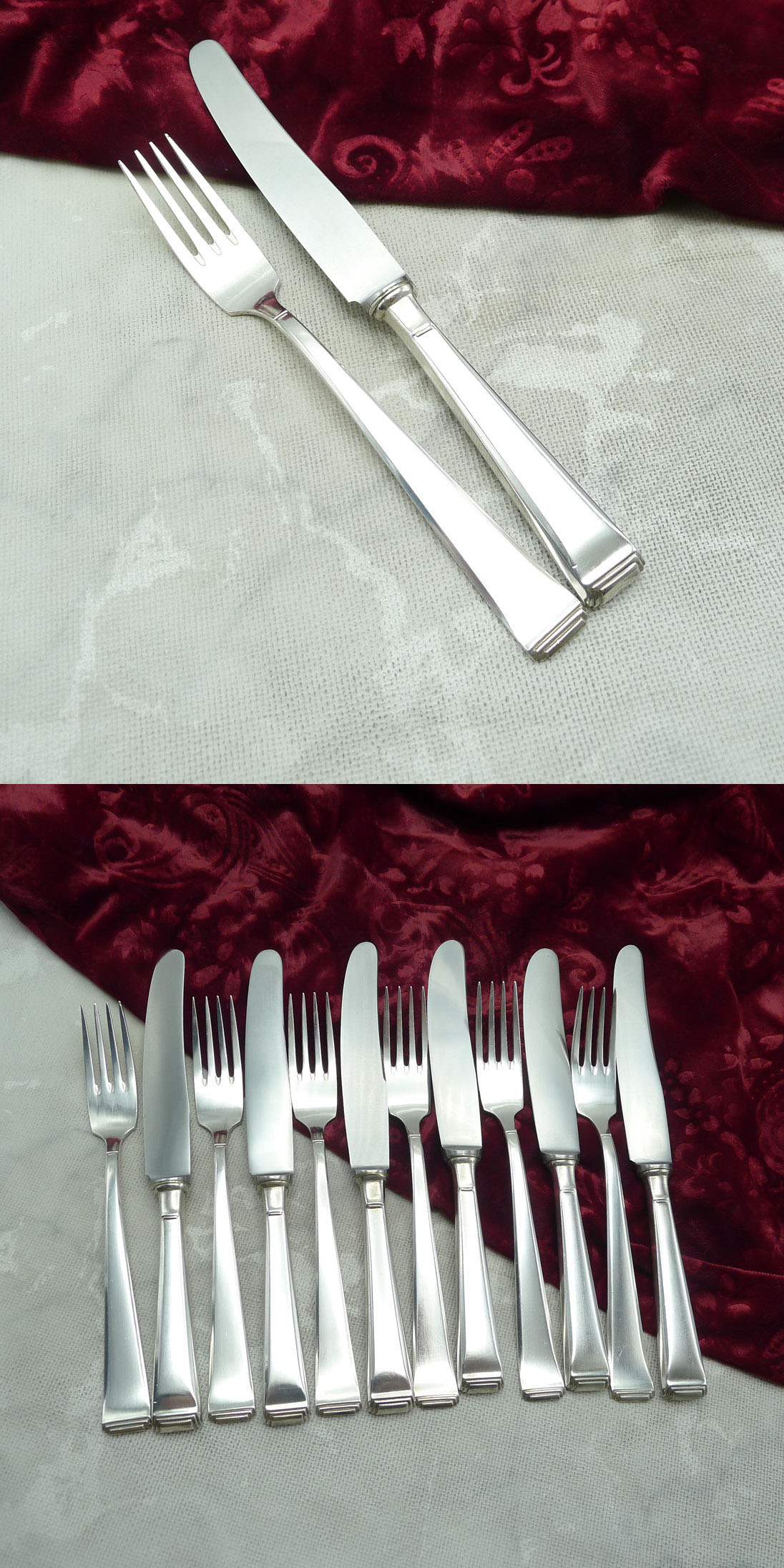 OKA 131 Art Deco Dessertbesteck 6 Personen 90 versilbert