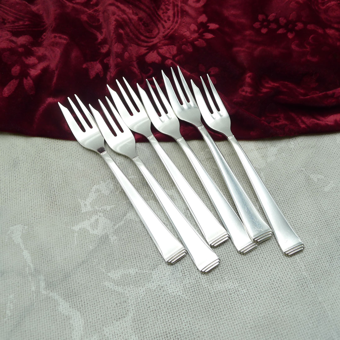 OKA 131 Art Deco 6 Kuchengabeln klein 90 versilbert