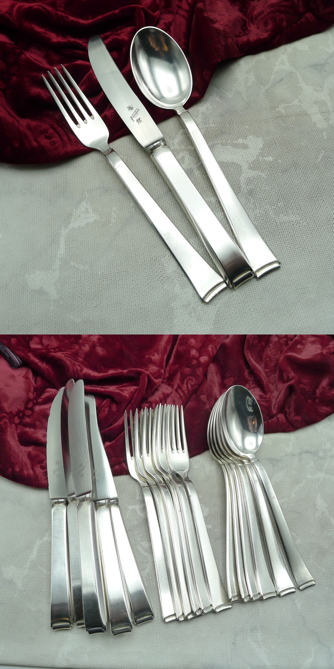 WMF 2500 Art Deco Tafelbesteck 6 Personen 90 versilbert