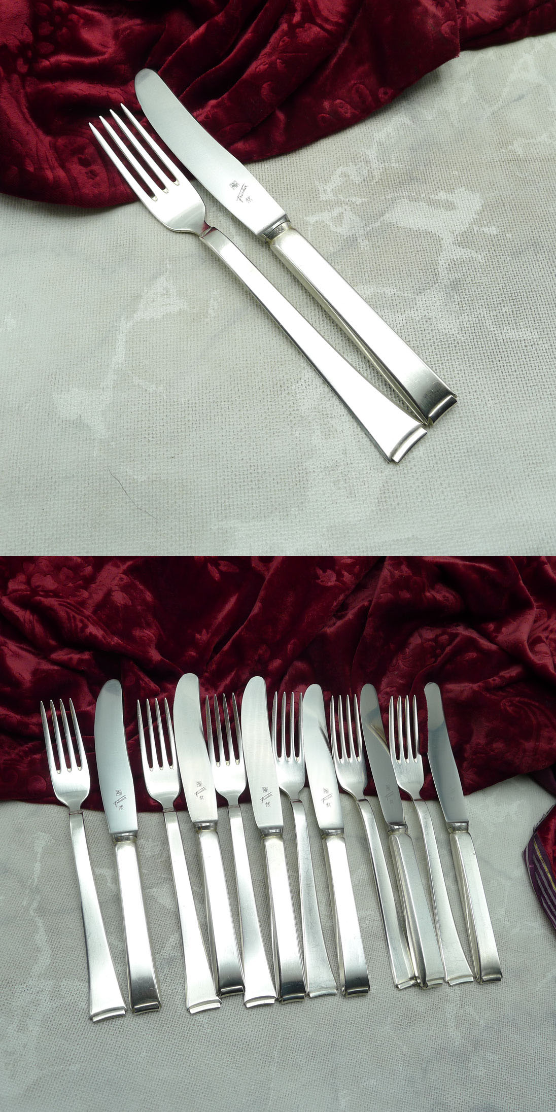 WMF 2500 Art Deco Dessertbesteck 6 Personen 90 versilbert