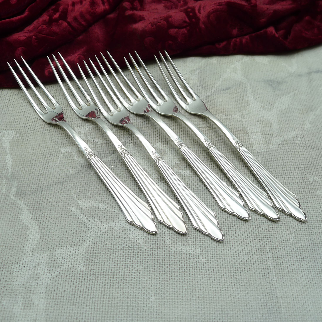 WMF 900 Fächer 6 Obstgabeln 14,6cm versilbert