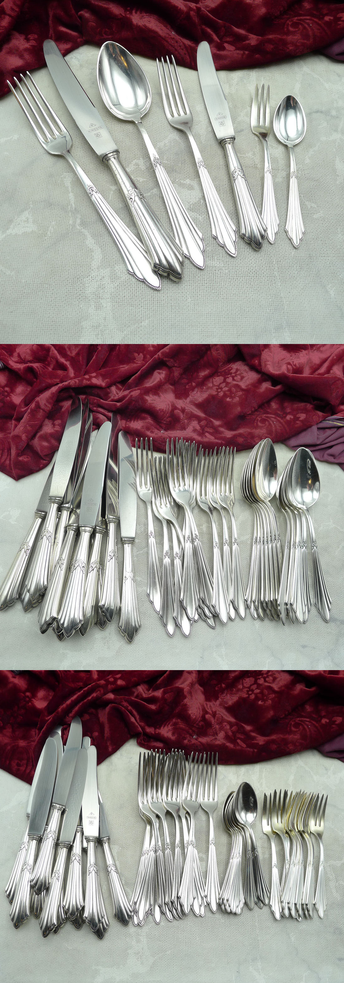 WMF 900 Fächer Silberbesteck 12 Personen 84 tlg 90 versilbert