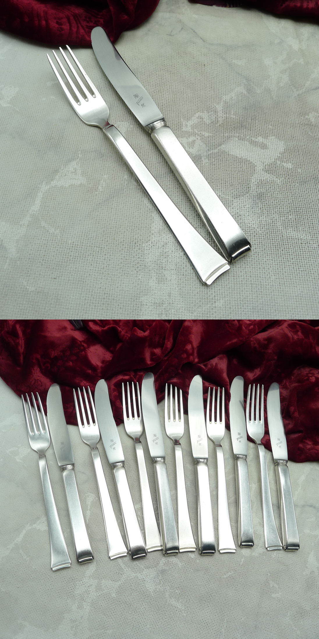 WMF 2500 Art Deco Dessertbesteck 6 Personen 90 versilbert