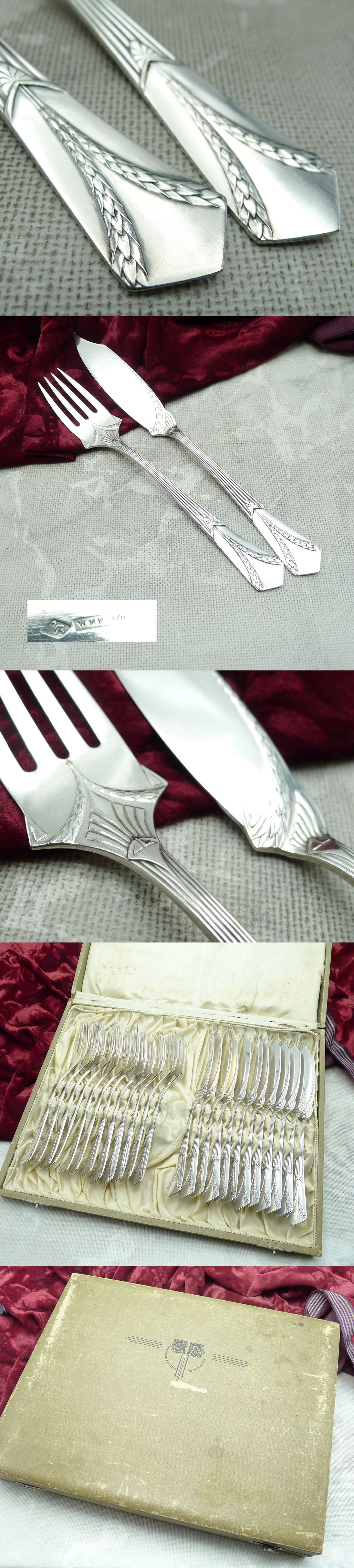 WMF 26 Empire Fischbesteck 12 Personen I/O versilbert