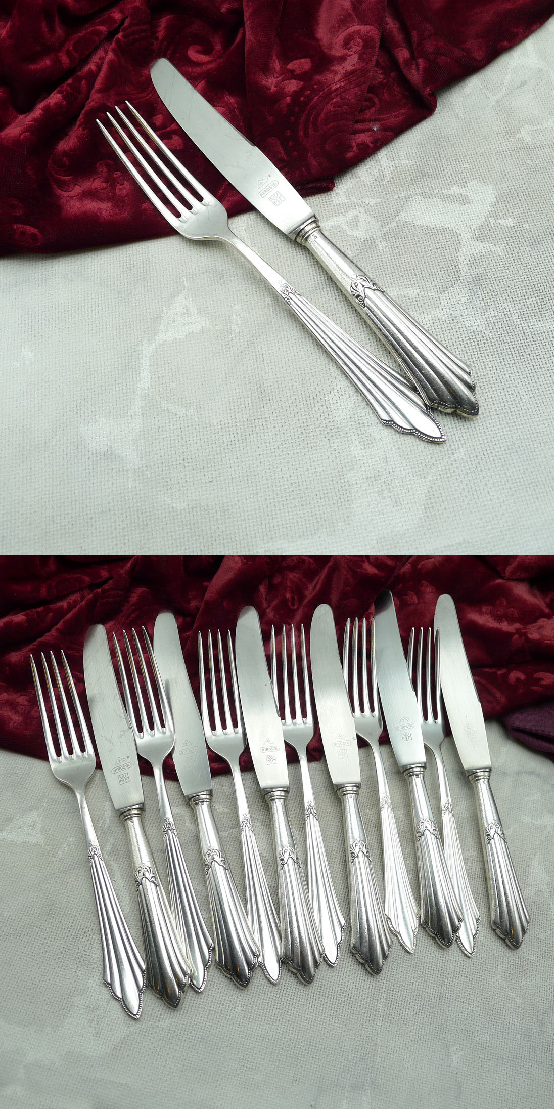 WMF 900 Fächer Dessertbesteck 6 Personen 90 versilbert