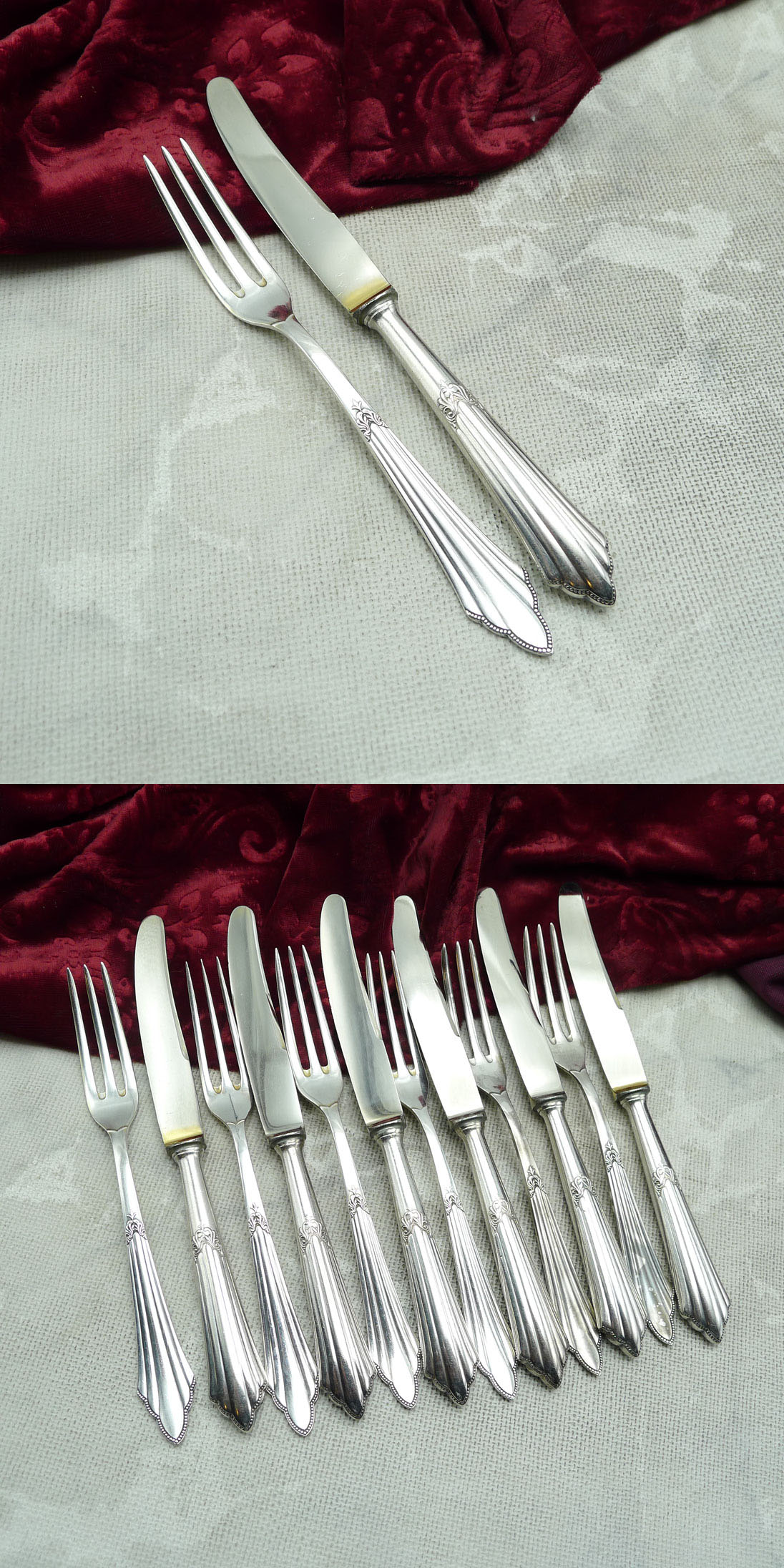 WMF 900 Fächer Obstbesteck 6 Personen 90 versilbert