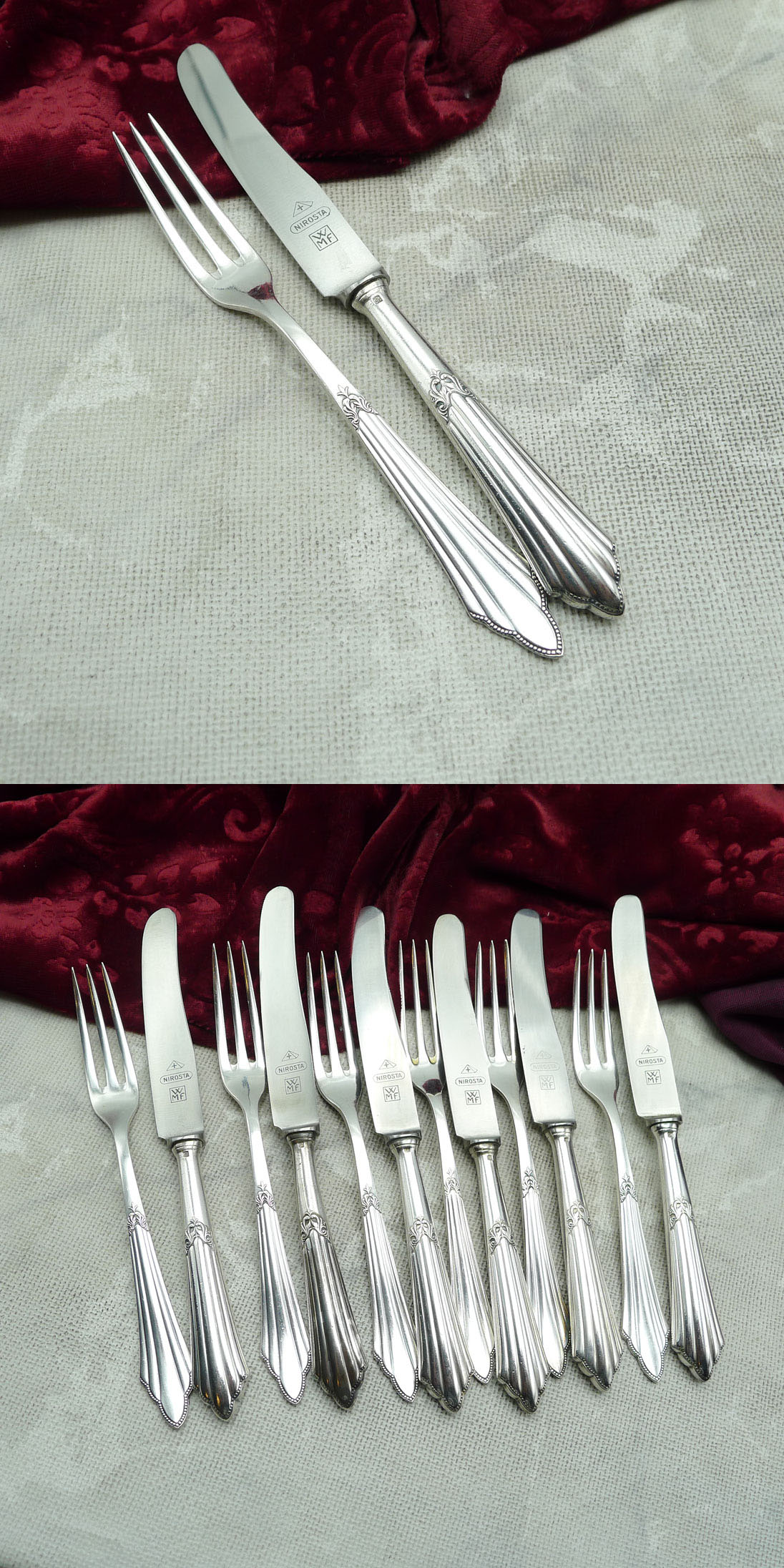 WMF 900 Fächer Obstbesteck 6 Personen 90 versilbert