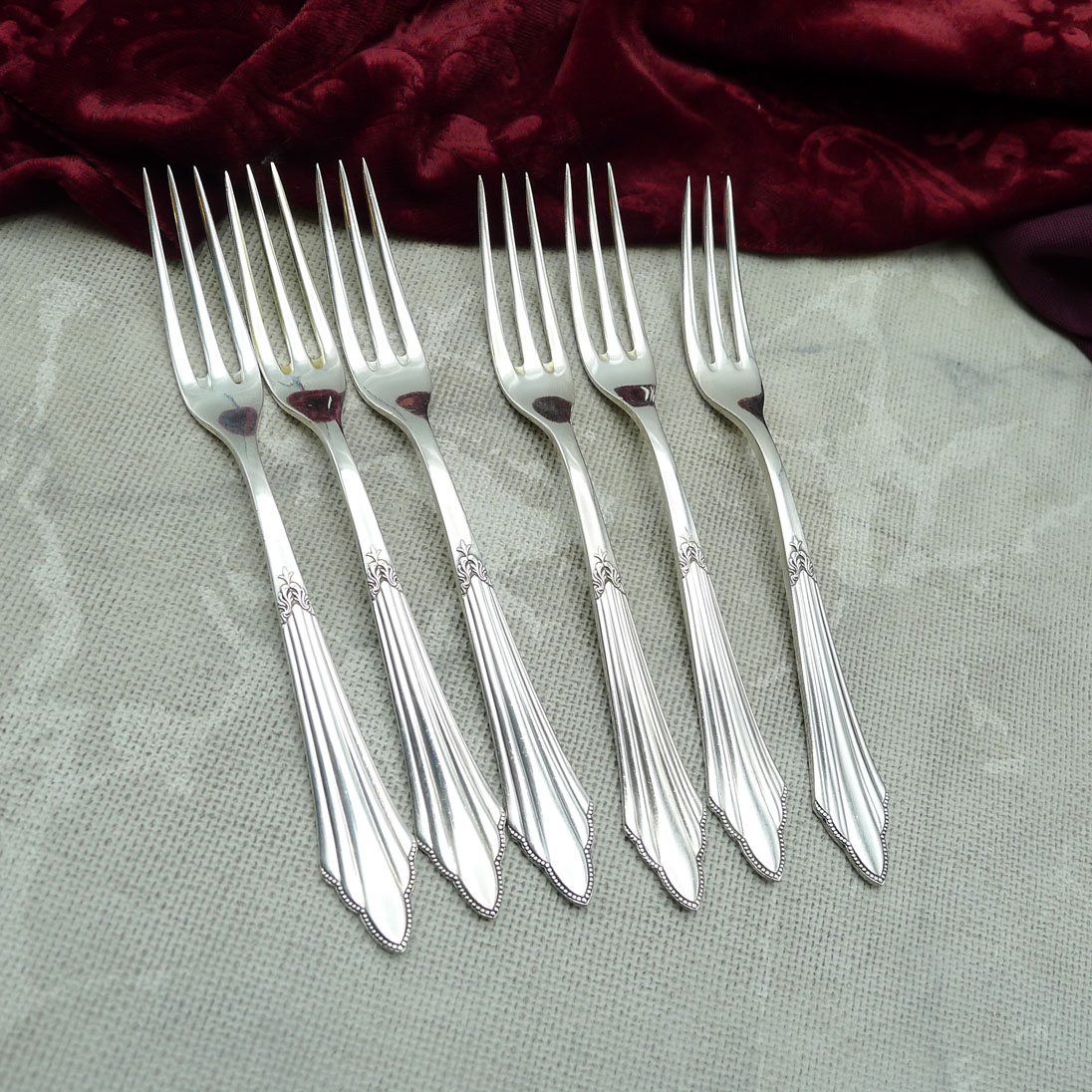 WMF 900 Fächer 6 Obstgabeln 14,6cm versilbert