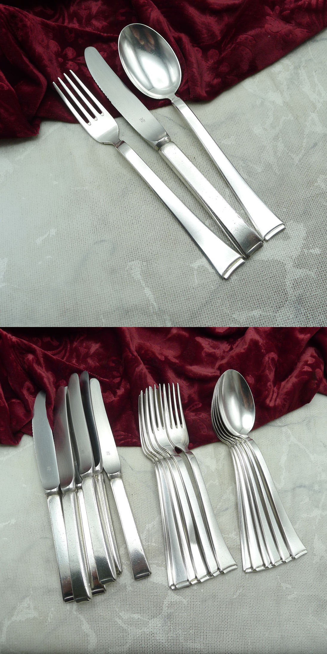 WMF 2500 Art Deco Menübesteck 6 Personen 90 versilbert