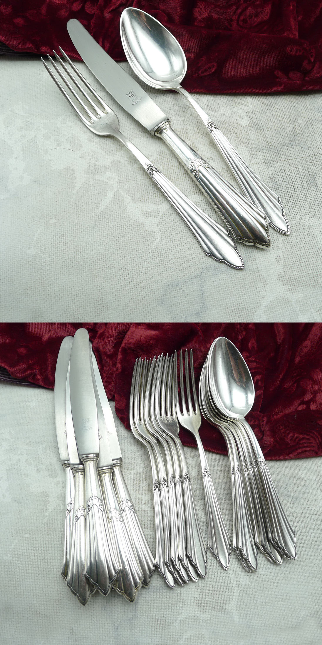 WMF 900 Fächer Tafelbesteck 6 Personen 90 versilbert