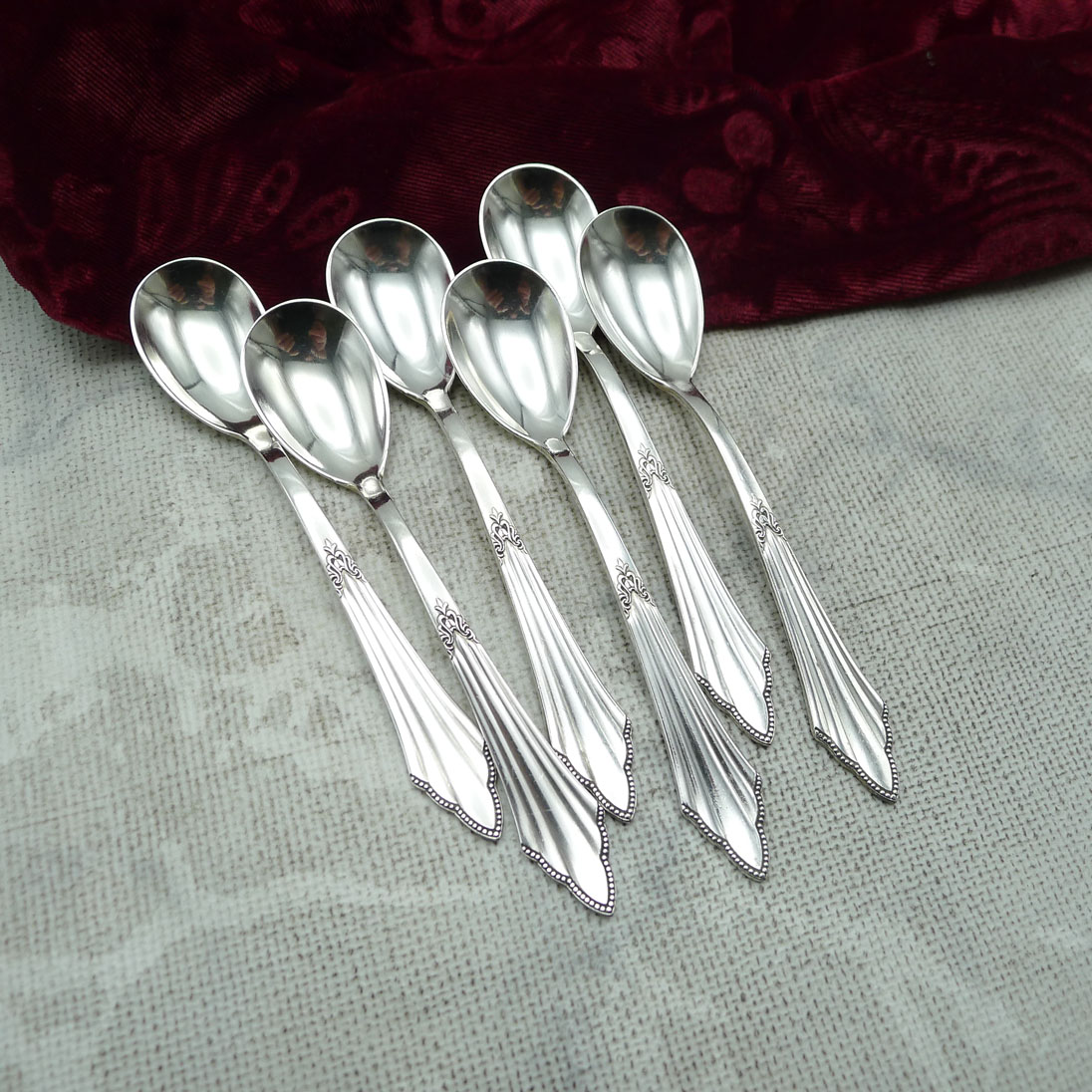 WMF 900 Fächer 6 Eislöffel klein 10,9cm versilbert