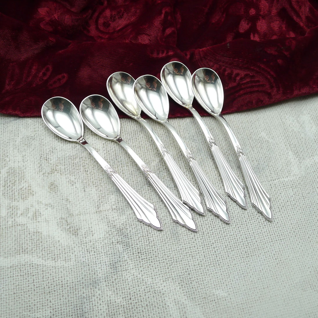 WMF 900 Fächer 6 Eislöffel klein 10,9cm versilbert