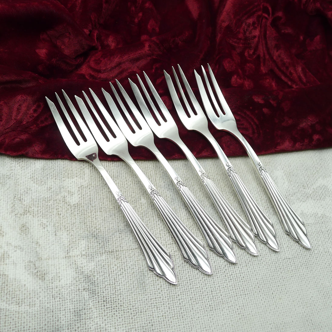 WMF 900 Fächer 6 Kuchengabeln 14,6cm 90 versilbert