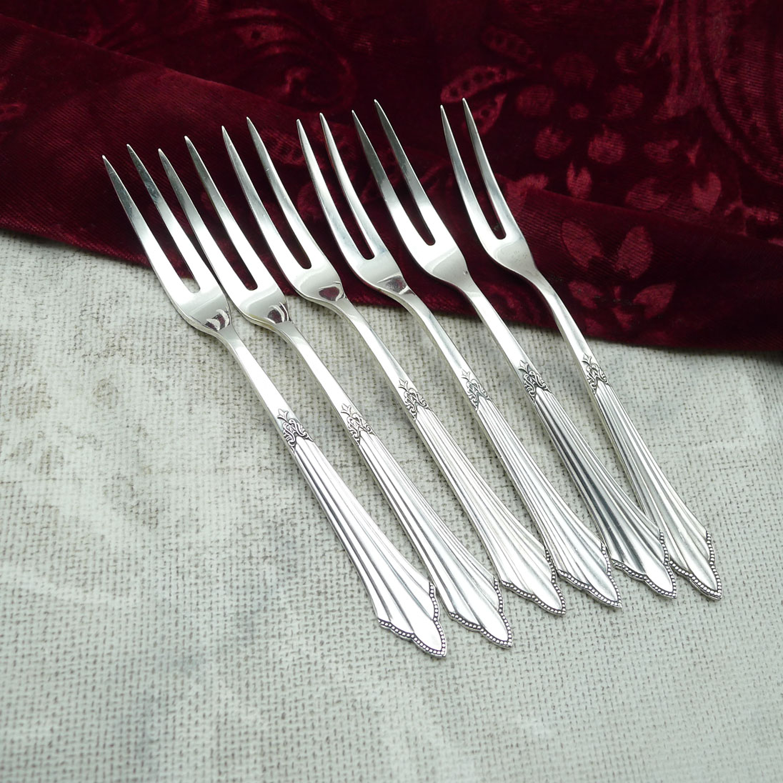 WMF 900 Fächer 6 Cocktailgabeln 13,4cm 90 versilbert