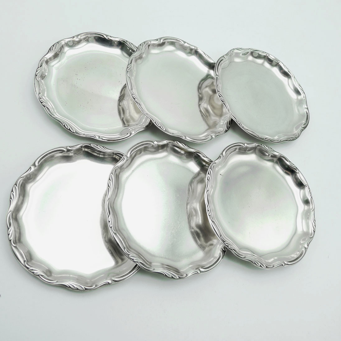 WMF 2200 6 Untersetzer Gläserteller groß versilbert