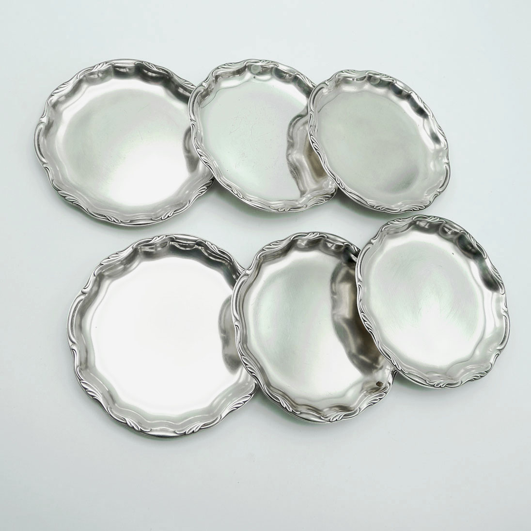 WMF 2200 6 Untersetzer Gläserteller groß versilbert