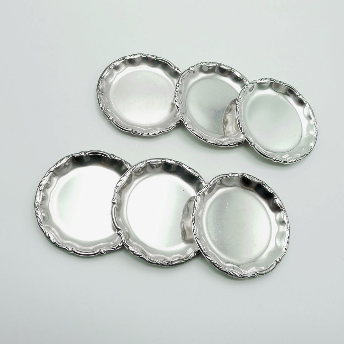 WMF 2200 6 Untersetzer Gläserteller klein versilbert