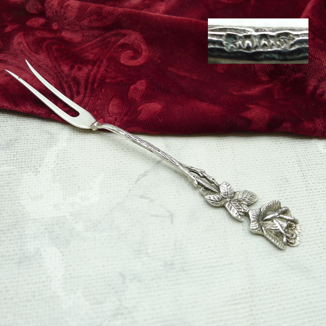 Hildesheimer Rose Fleischgabel Otto Wolter 800 Silber