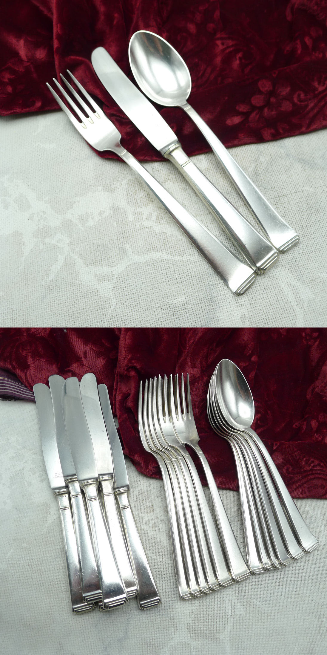 OKA 131 Art Deco Menübesteck 6 Personen 90 versilbert