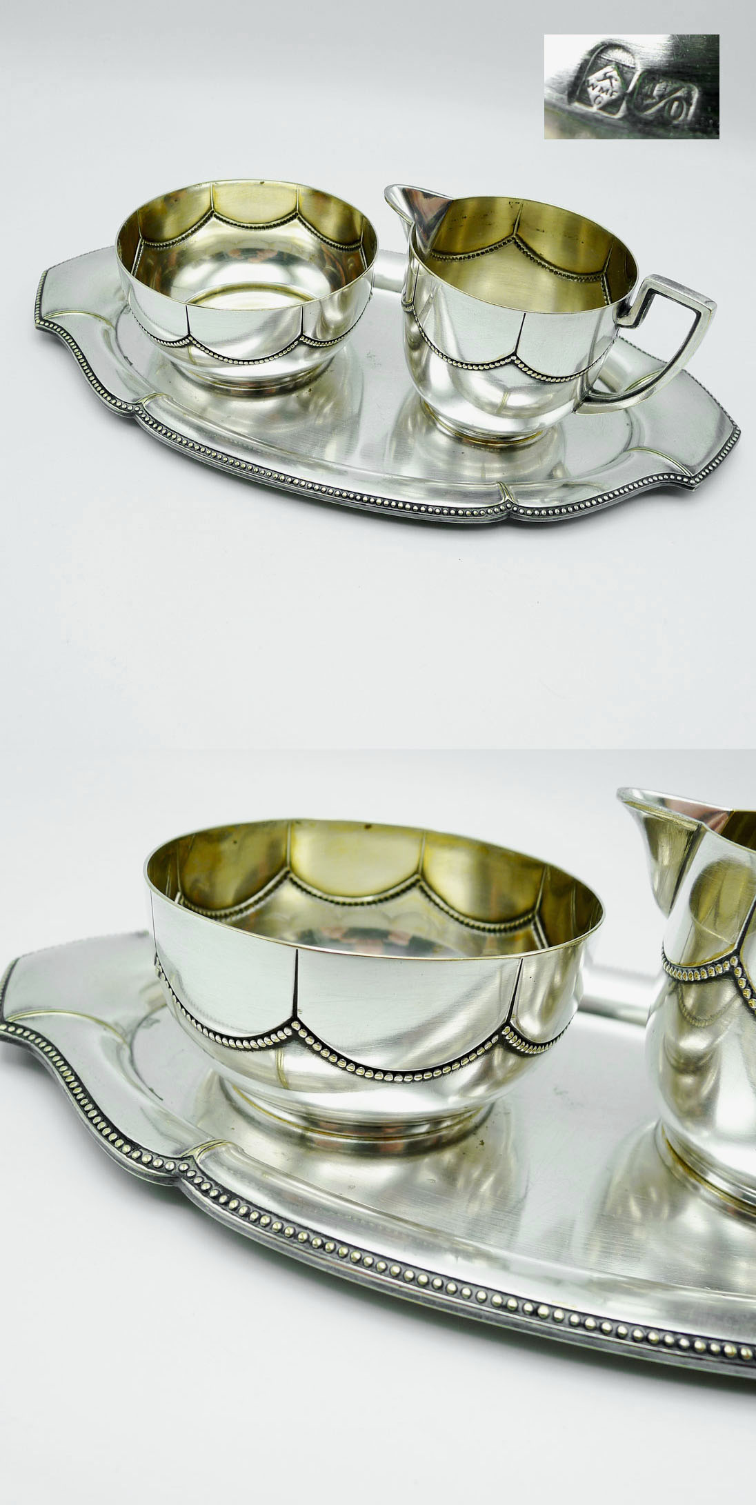 WMF Fächer Zucker & Milch Set versilbert