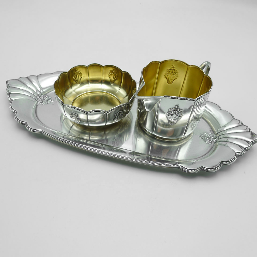 WMF Fächer Zucker & Milch Set versilbert