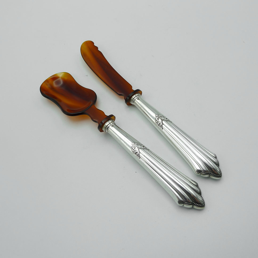 WMF 900 Fächer Butter und Käsemesser Hefte / Horn 90 versilbert