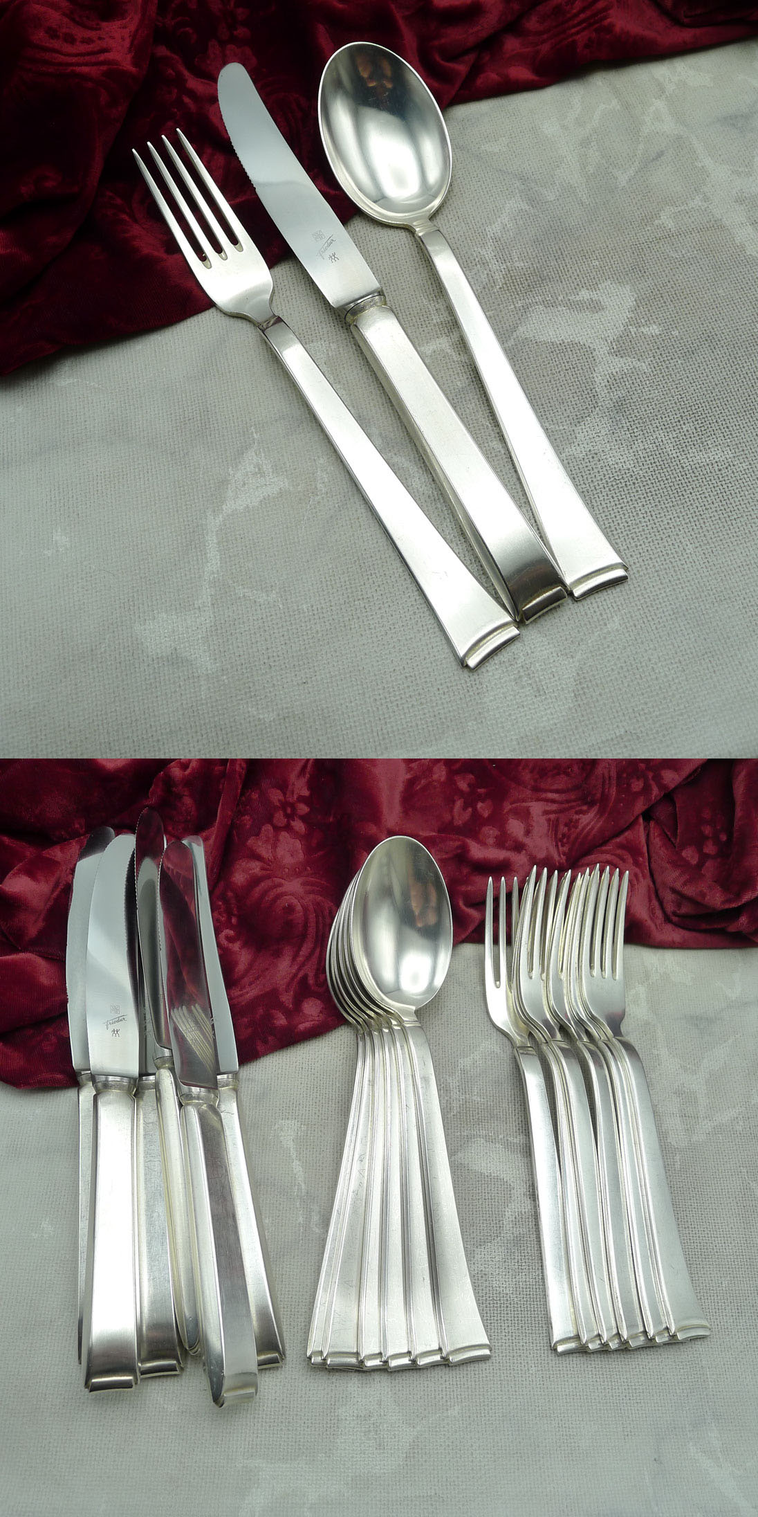 WMF 2500 Art Deco Tafelbesteck 6 Personen 90 versilbert