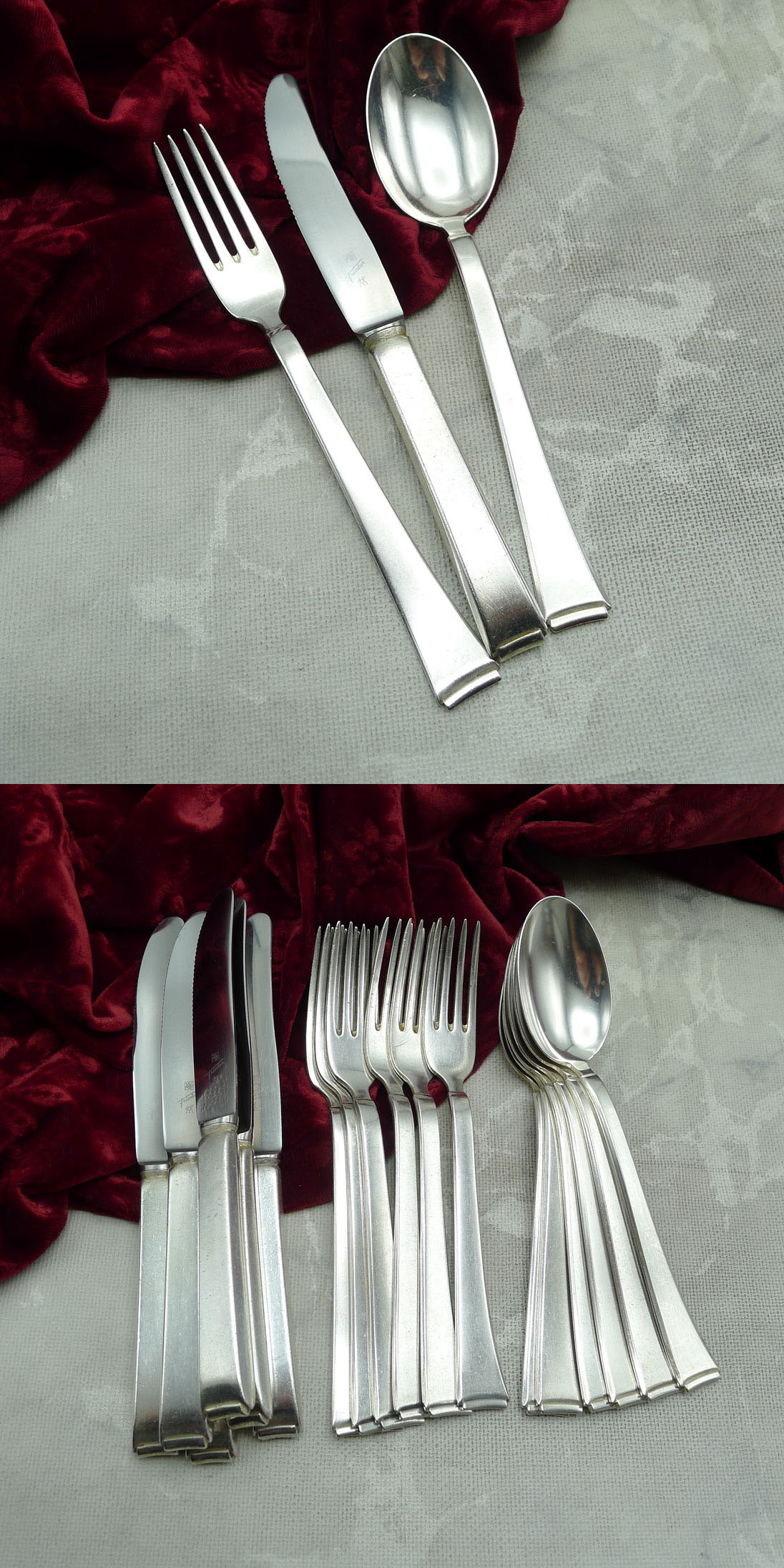 WMF 2500 Art Deco Menübesteck 6 Personen 90 versilbert