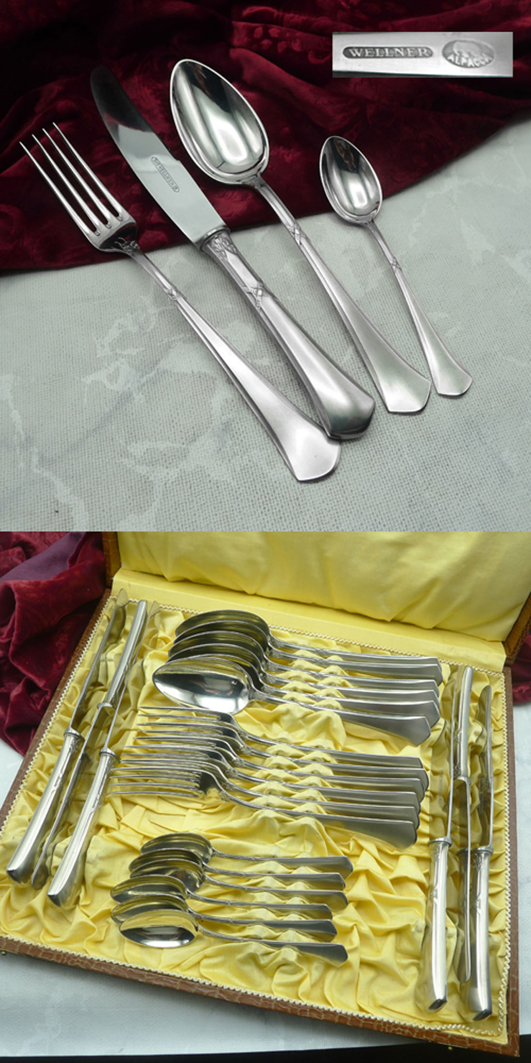 Wellner 210 Jugendstil Tafelbesteck 6 Personen Alpacca