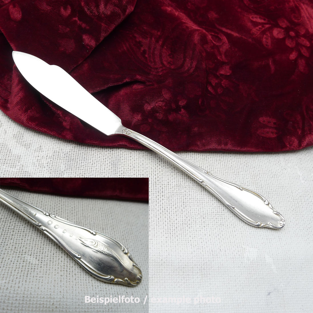 Wellner 398 Mozart Fischmesser mit Fisch 20,4cm 90 versilbert
