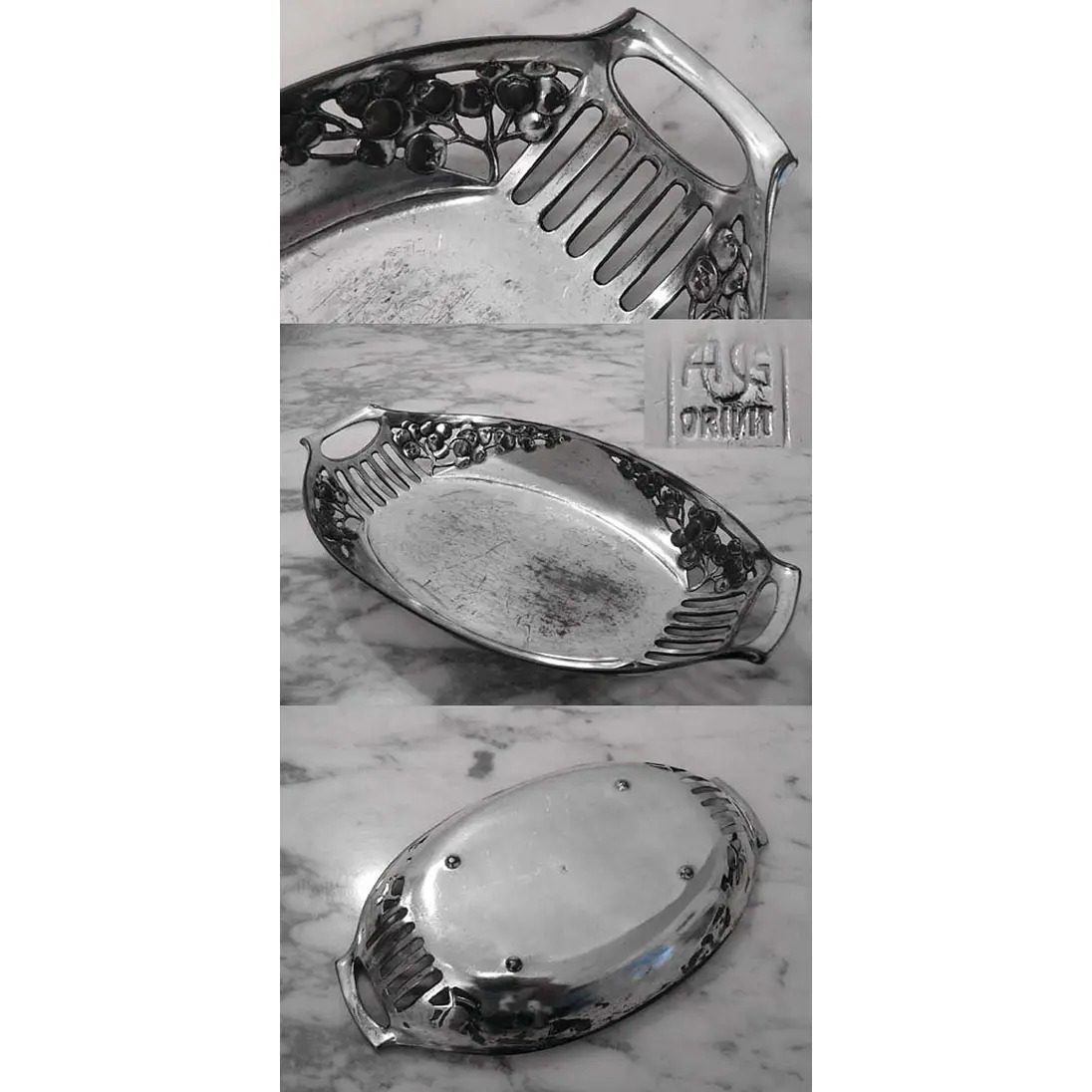 Jugendstil Schale von Orivit Kirschdekor