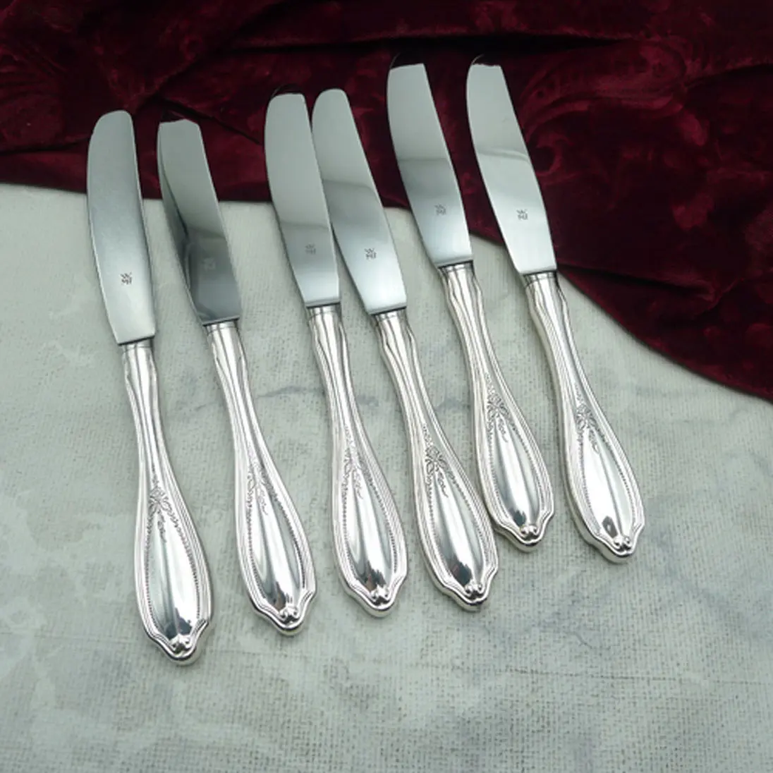 WMF Englische Rose 6 Obstmesser 17,9cm 90 versilbert