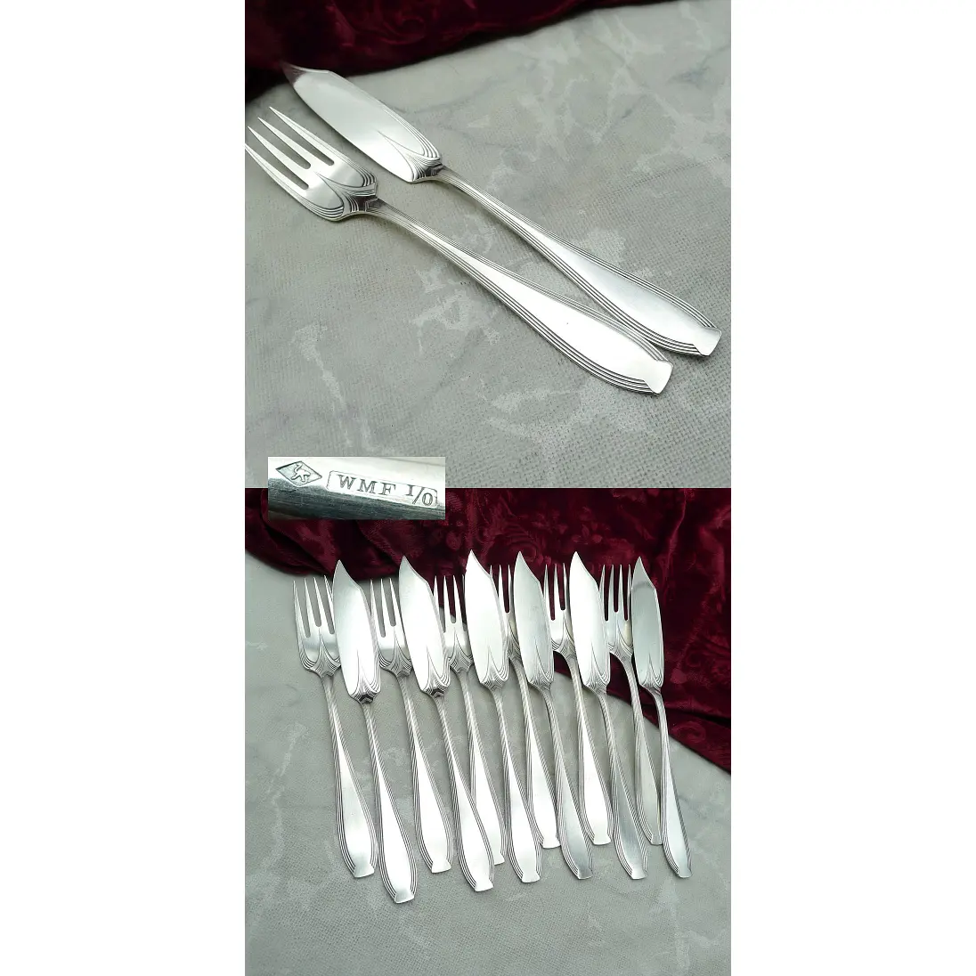WMF 82/300 Jugendstil Fischbesteck 6 Personen versilbert