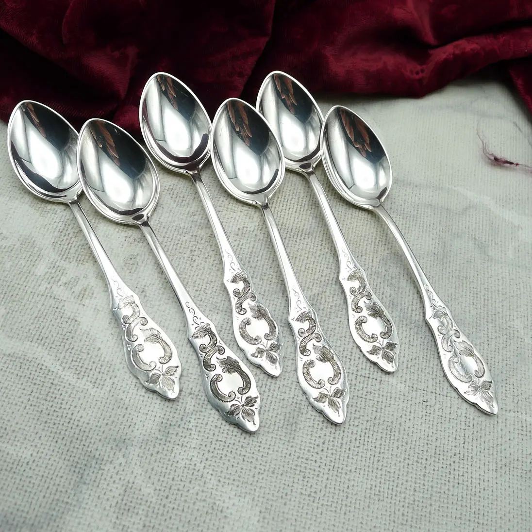 Hanseat Ostfriesenmuster 6 Teellöffel 12,6cm 90 versilbert