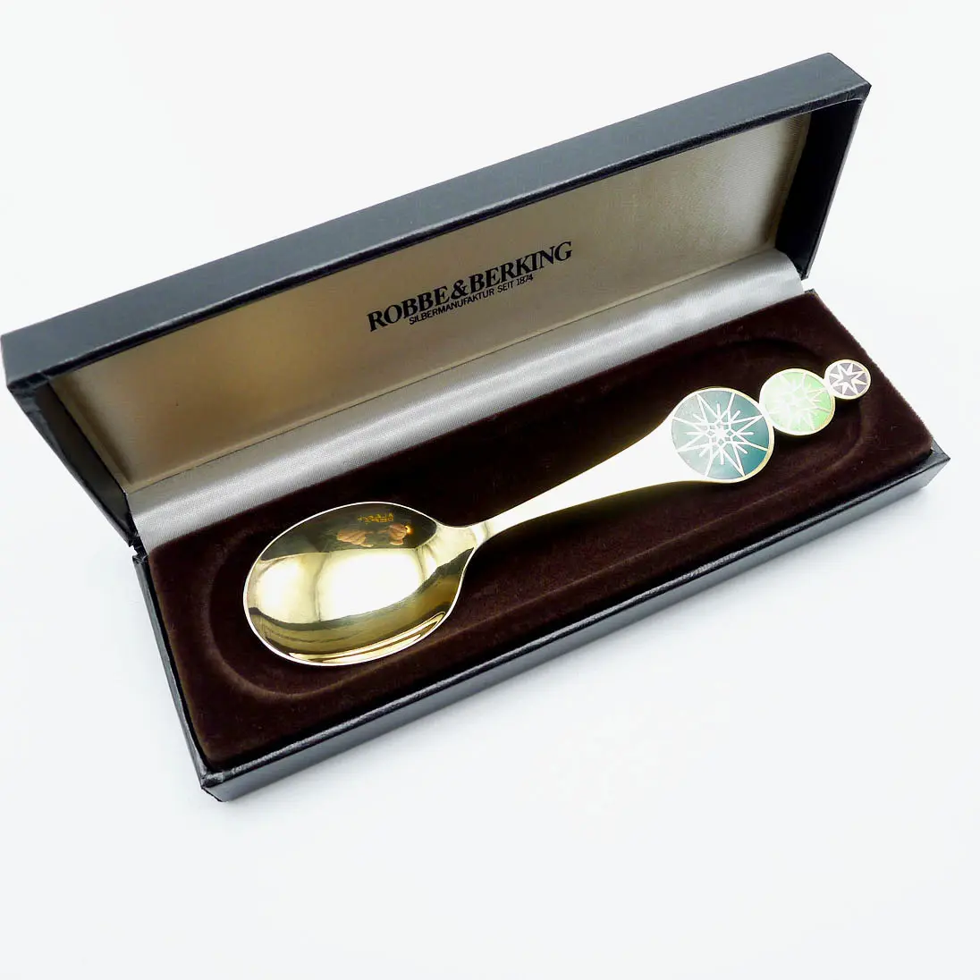 Robbe & Berking Jahreslöffel 1969 Sterne 925 Silber vergoldet
