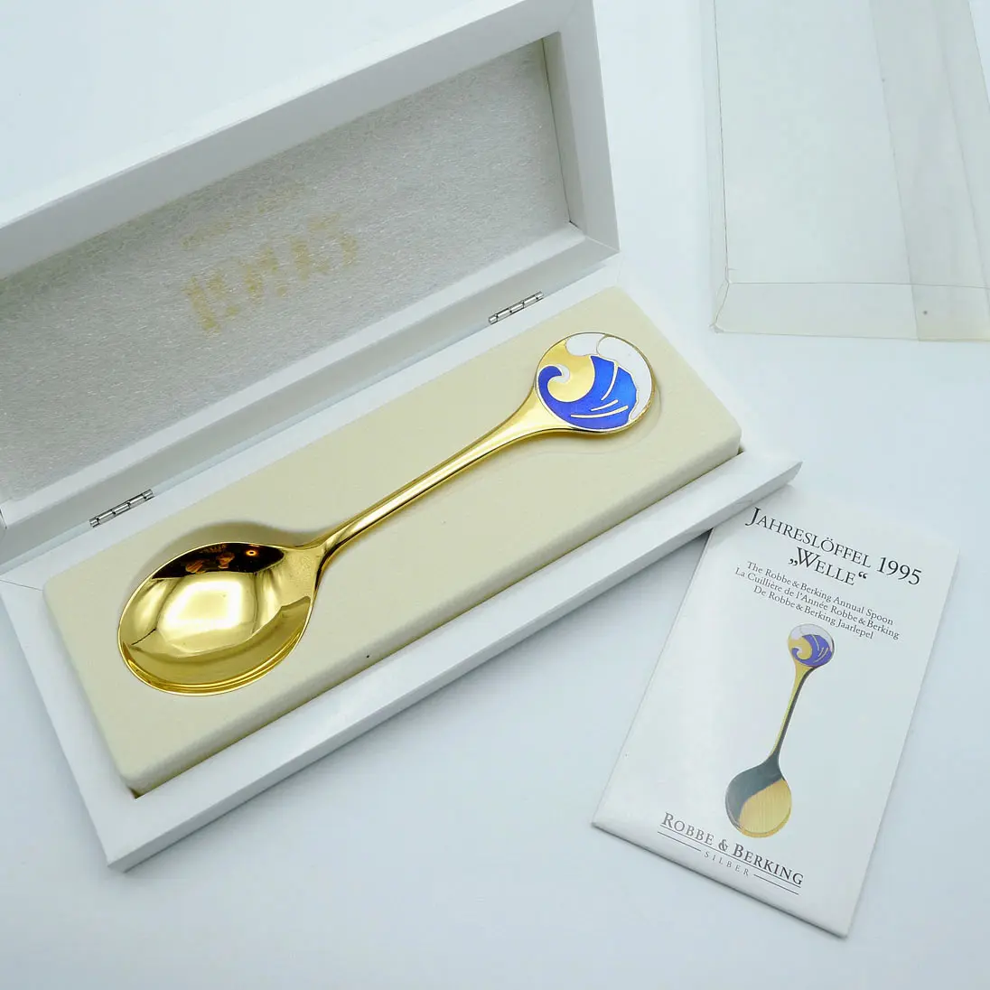 Robbe & Berking Jahreslöffel 1995 Welle 925 Silber vergoldet