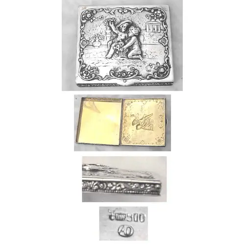 Jugendstil Zigaretten Etui figürlich 800 Silber