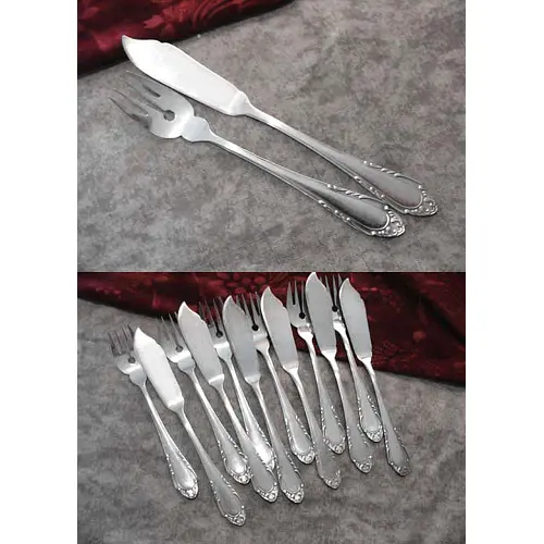 Barockes Fischbesteck 6 Personen 90 versilbert Barockes Fischbesteck 6 Personen 90 versilbert